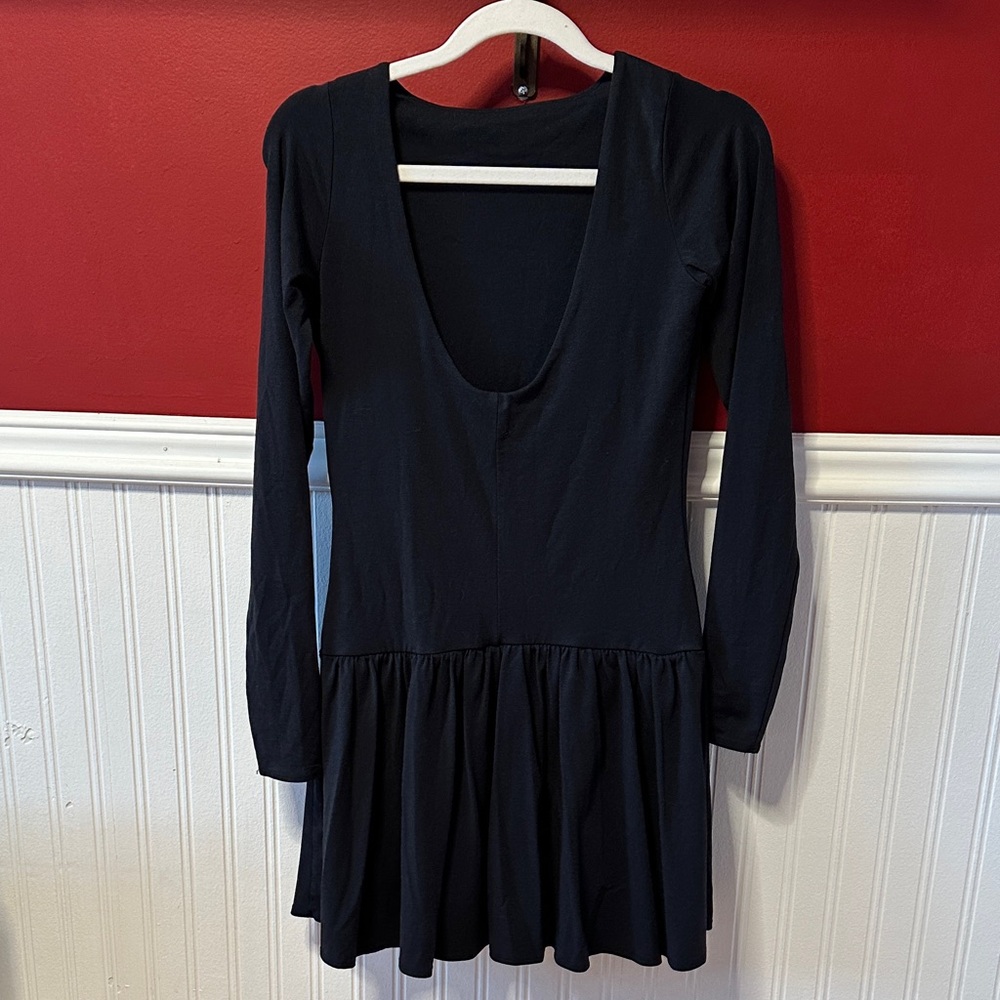 Abercrombie Black Drop Waist Long Sleeve Dress Skort